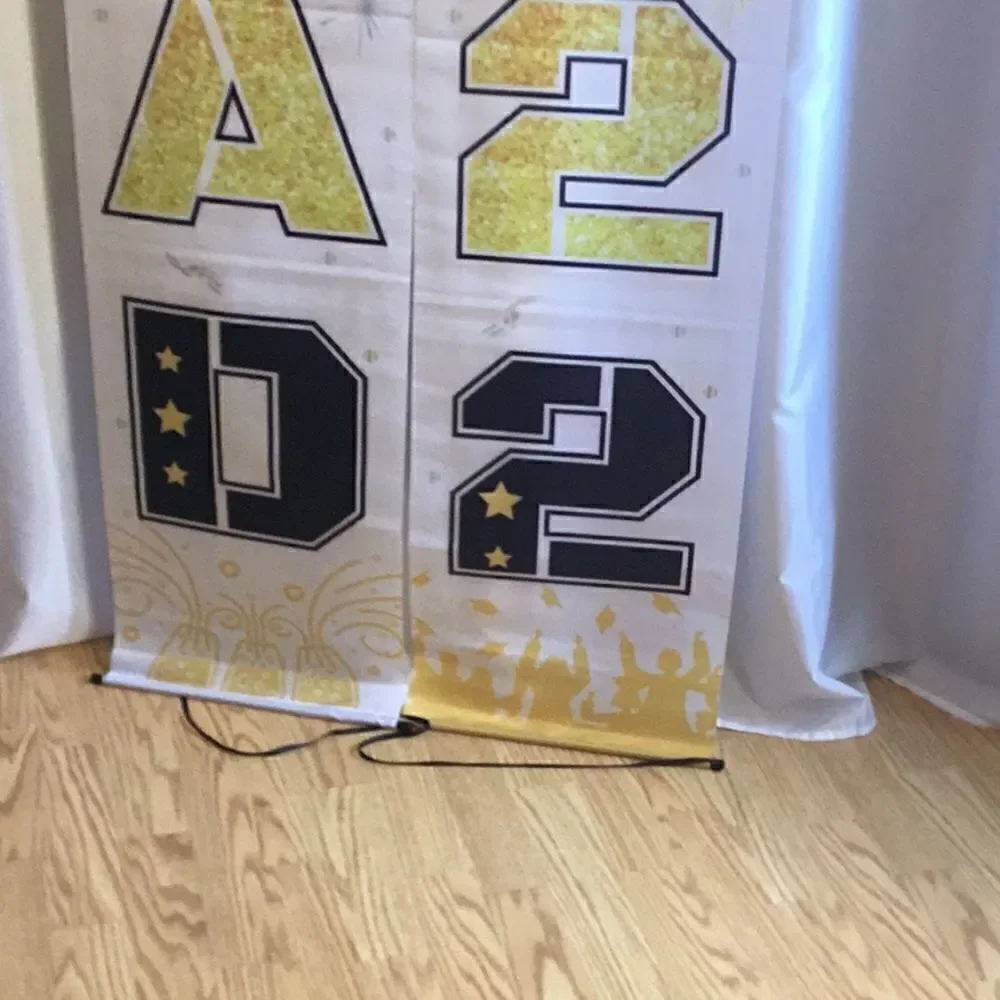 New stock graduation banner in polyester material hangers on both ends